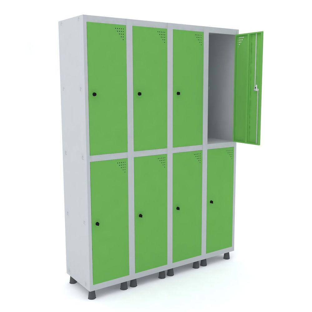 Roupeiro De Aço 4M 08 Portas Pitão Pandin - Cinza/Verde