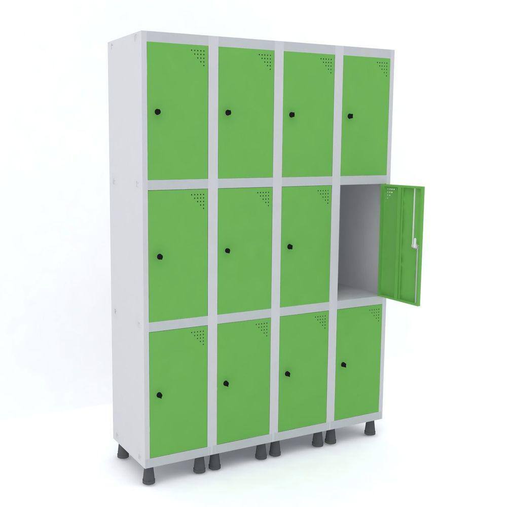 Roupeiro De Aço 4M 12 Portas Pitão Pandin - Cinza/Verde