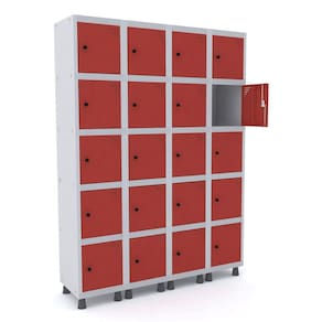 Roupeiro De Aço 4M 20 Portas Pitão Pandin - Cinza/Vermelho