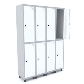 Roupeiro De Aço 4M 08 Portas Pitão Pandin - Cinza/Branco