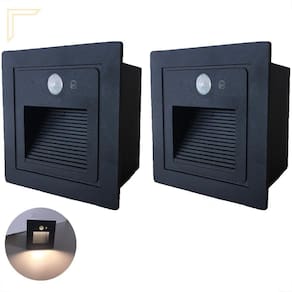 Kit 2 Balizador Led Embutir Sensor Presença Parede Preto