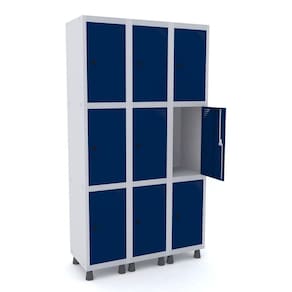Roupeiro De Aço 3M 09 Portas Pitão Pandin - Cinza/Azul Del Rey