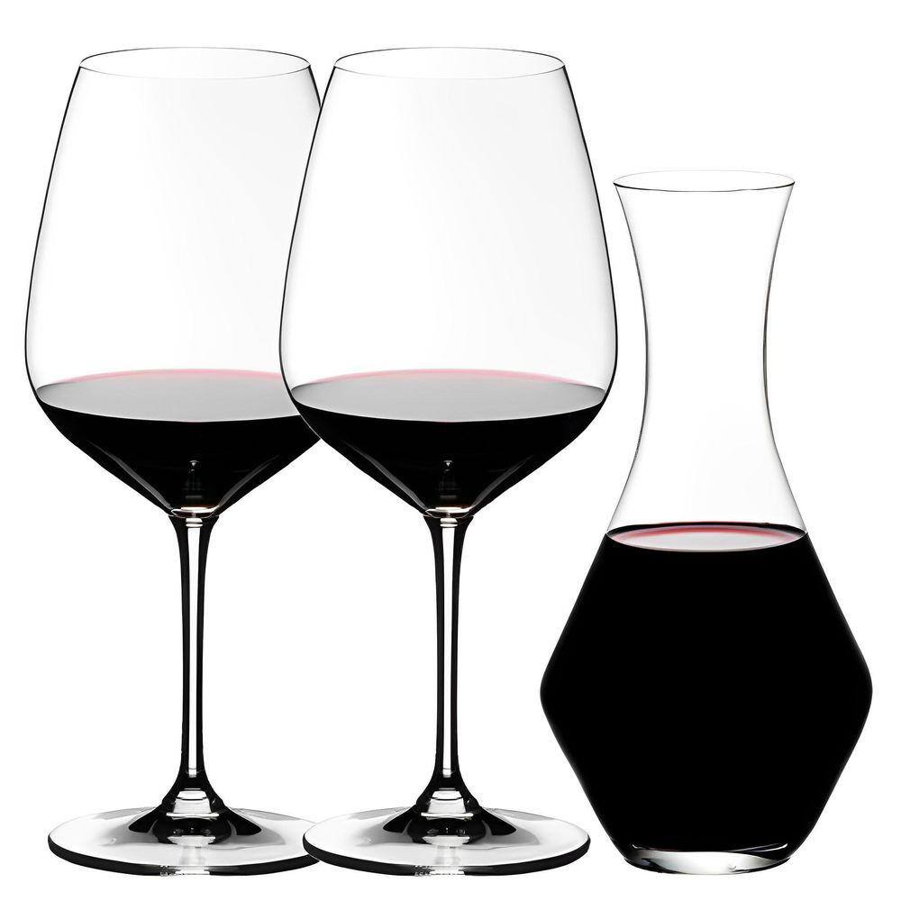 Kit 2 Taças Riedel Heart To Heart Com Decanter Vinho Cristal