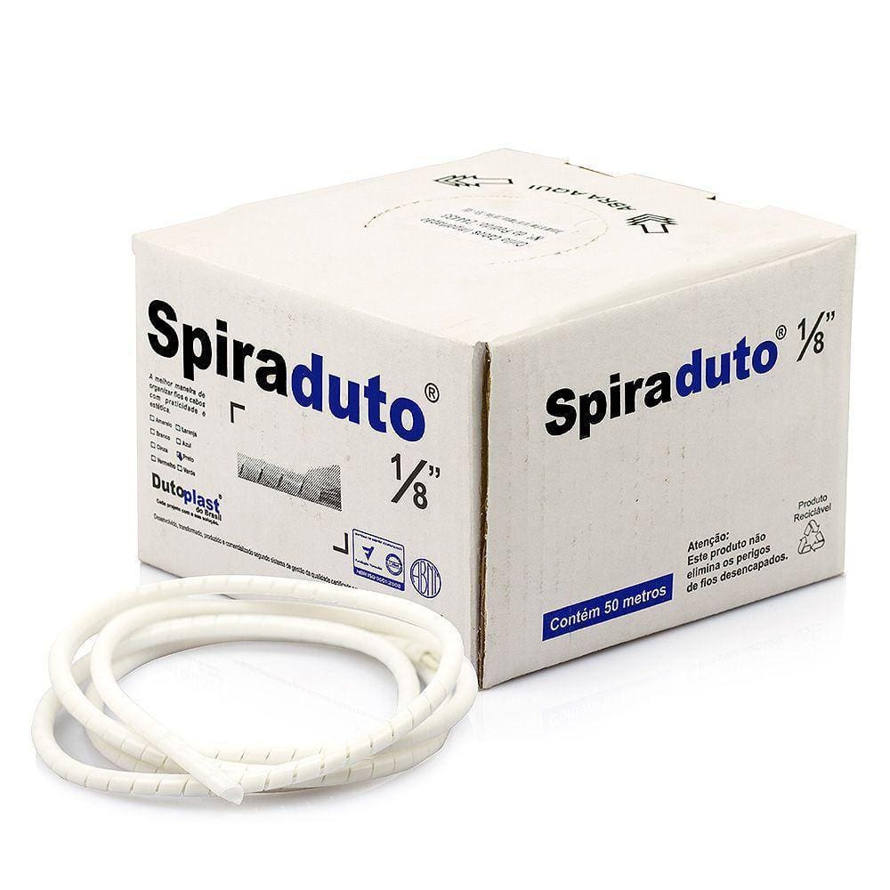 Organizador De Fios E Cabos Spiraduto 1/8 Branco - 20 Mt