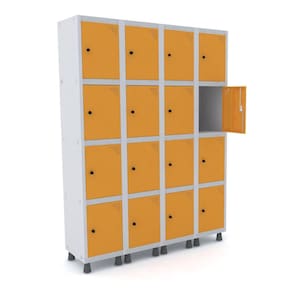 Roupeiro De Aço 4M 16 Portas Pitão Pandin - Cinza/Laranja