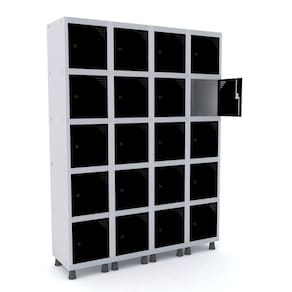 Roupeiro De Aço 4M 20 Portas Pitão Pandin - Cinza/Preto