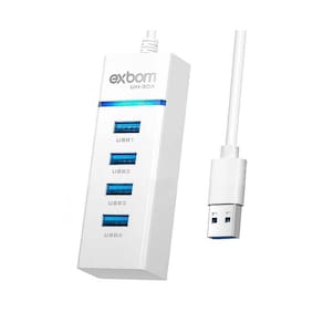 Hub Usb 3.0 Extensor 4 Entradas Portas Exbom UH-30A Branco