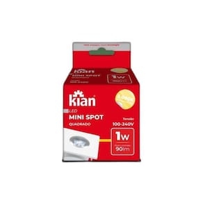 Kit 5 Mini Spot Led Quadrado Branco 1W Branca Quente Bivolt