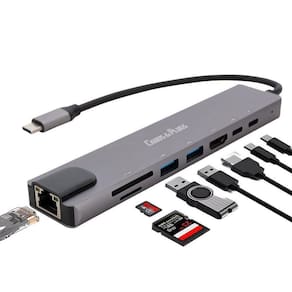 Hub Usb C Type C 8 Portas 4K Carregador 2 Usb-C 3.0 Rj45 Lan