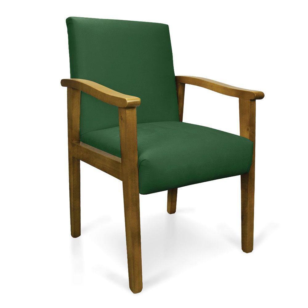 Poltrona Eloisa Suede Verde Base de Madeira Castanho - D`Rossi