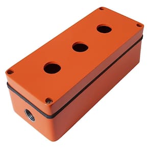 Caixa / Botoeira Metálica Alumínio 3 Furos 22Mm Laranja Ip66