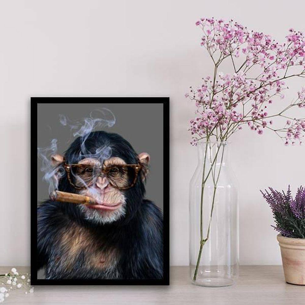 Quadro Chipanzé Hipster 45X34Cm - Com Vidro