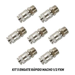 Kit 5 Engate Rápido 1/2 X 1/2 Macho Para Compressor De Ar