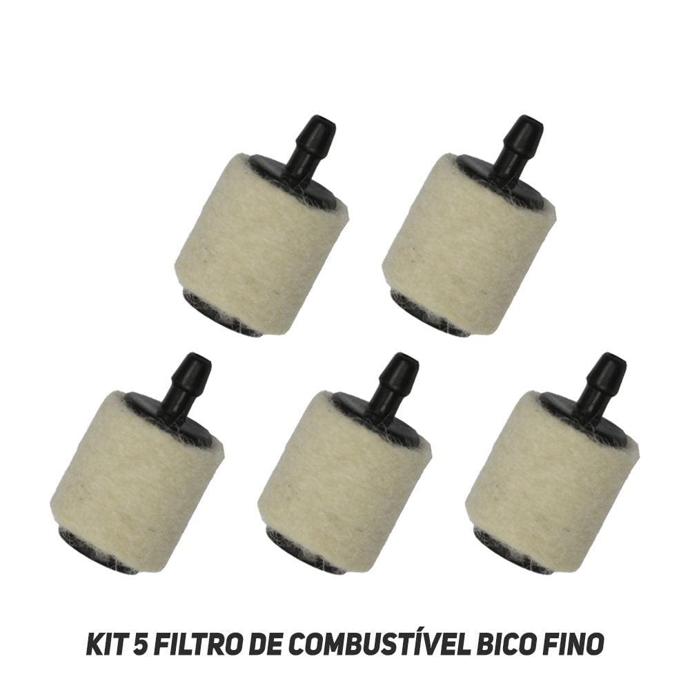 Kit 5 Filtro Combustível Bico Fino Plástico Roçadeiras