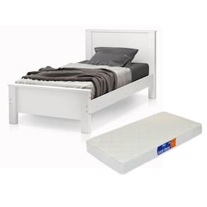 conjunto cama solteiro mila pes de madeira + colchão de solteiro