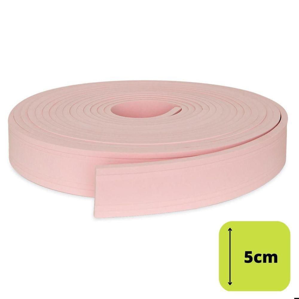 Rodapé Moldura Autocolante Flexível 5Cm Boiserie 10 Mts Rosa