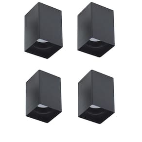 4 Spot Sobrepor Quadrado Preto Mr16 Direcionavel Gu10 Zan38