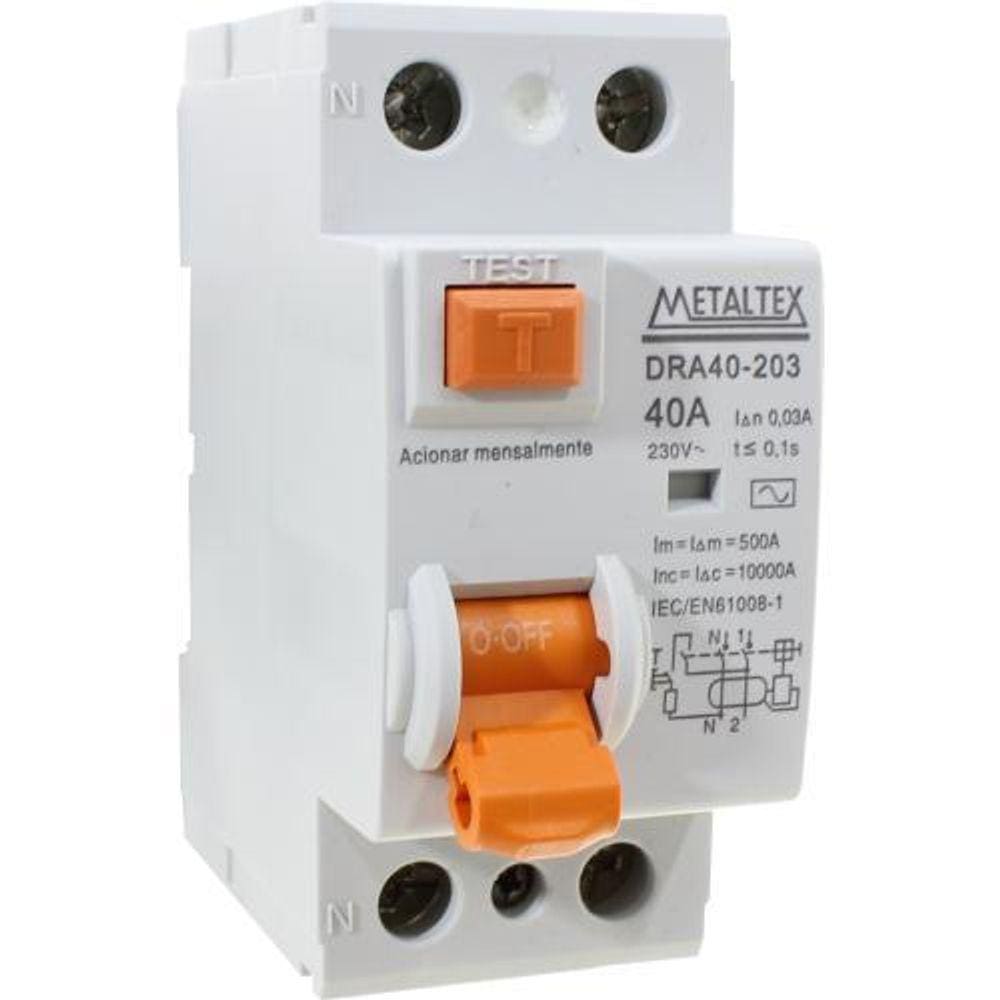 Interruptor Dr 2 Polos 40 Amperes 30Ma 4,5Ka Modelo Dra25