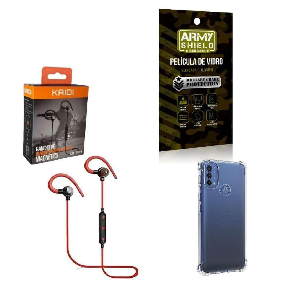 Kit Capinha Moto E40 Fone Bluetooth E Película De Vidro 3D