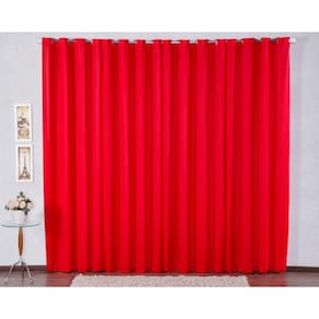 Cortina De Malha 200X160 Com Ilhós Sala De Jantar - Vermelho