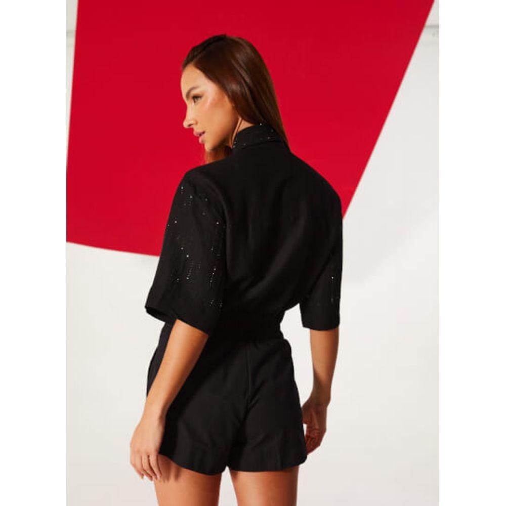 Camisa Linho Com Aplicacao Feminino Open