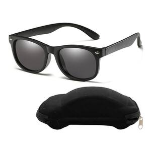 Óculos de Sol Flexível Infantil + Case Carrinho Preto