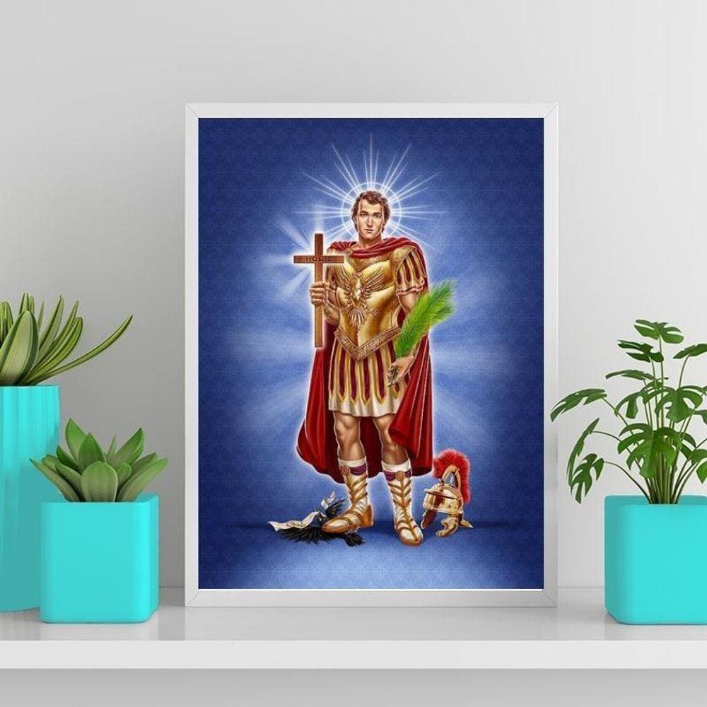 Quadro Decorativo Santo Expedito 45X34Cm - Com Vidro Branca