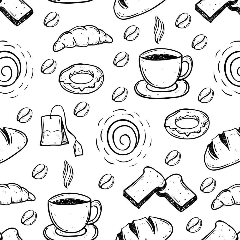 Kit 5 Rolos Papel De Parede Adesivo Casual Café E Pão 3,0M