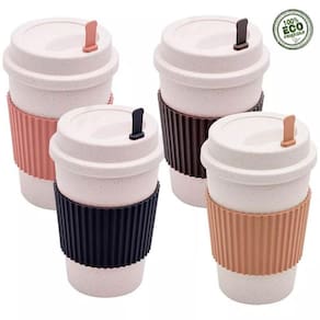Kit 10 Copos Café Leite Bambu Misturador Starbucks Viagem