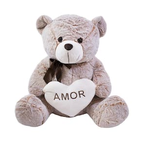 Urso Coração Amor Marrom Alaranjado 50Cm - Pelúcia