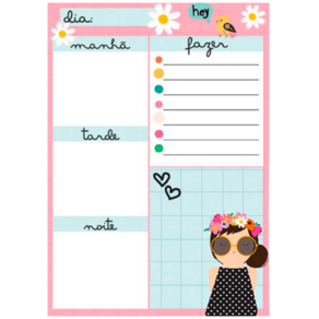 Bloco planner Diário 60 folhas decoradas Menina óculos
