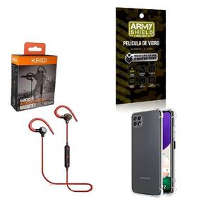Capinha Samsung A22 5G Fone Bluetooth E Película De Vidro 3D
