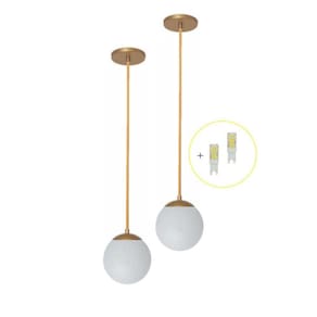 Kit 2 Pendente Dourado Quarto Cabeceira De Cama Bancada +Led
