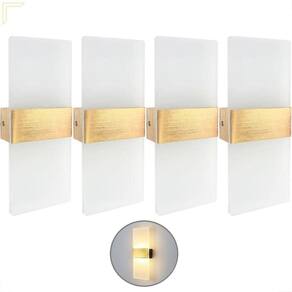 Kit 4 Arandela Dourado Escovado Acrilico Jateado Led 3000K