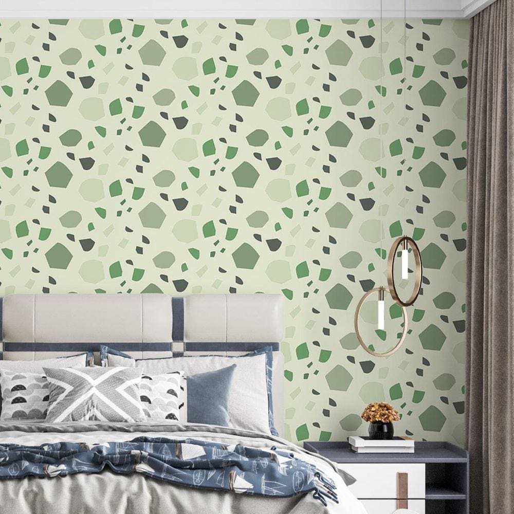 Kit 2 Rolos Papel De Parede Adesivo Granilite Verde 3,0M