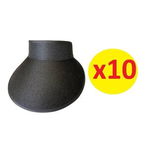 Kit 10 Viseiras Tiara Arco Preto Aba 12Cm Com Elástico Praia