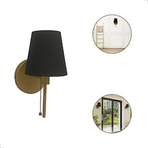 Arandela String Mini Tocheira Moderna Cupula Tecido Preto