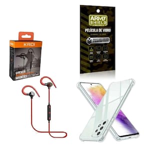Kit Capinha Samsug A73 Fone Bluetooth E Película De Vidro 3D