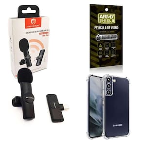 Microfone Sem Fio + Capa Samsung S22 Plus Película De Vidro