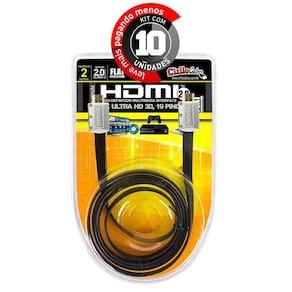 Kit Com 10 Cabos Hdmi 2.0 Flat Desmontável,19 Pinos 4K, 2Mts