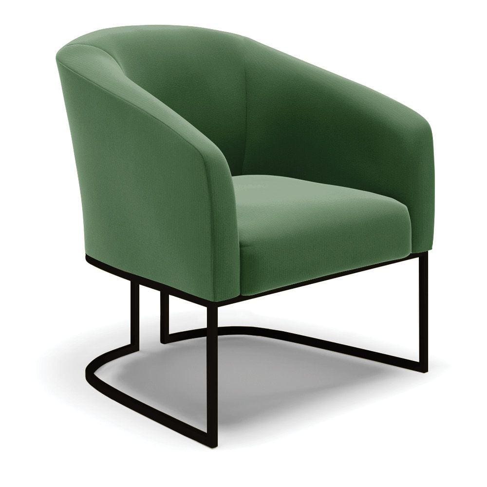 Poltrona Stella Suede Verde Base Metálica Industrial Preto - D`Rossi