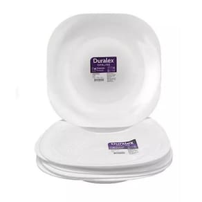 Kit Jogo 24 Pratos Fundo Opaline Plaza Duralex Vidro Branco