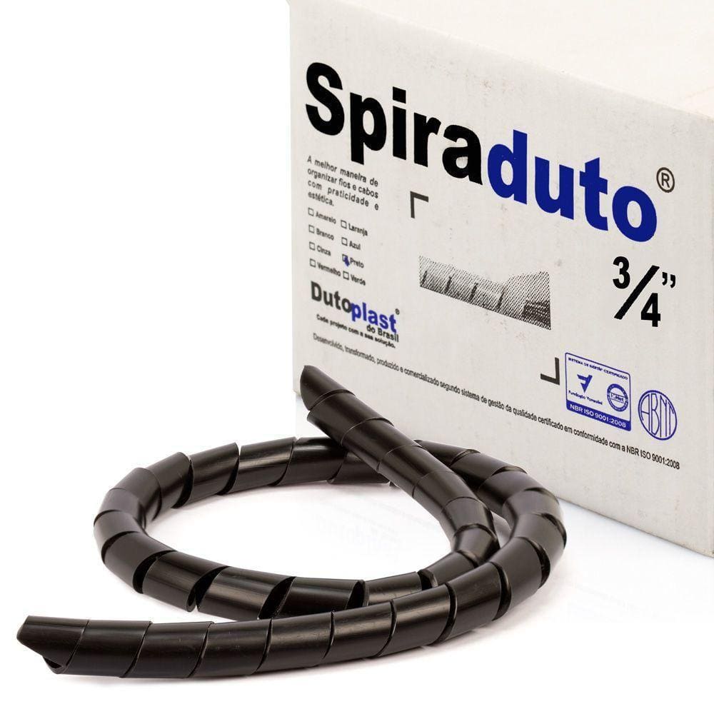 Spiraduto 3/4 Organizador De Cabos - Dutoplast - Preto 5M