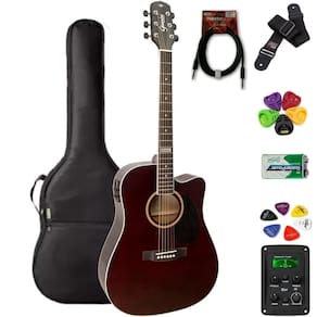 Violão Giannini Folk Aço Gf1D Translucent Dark Wine + Kit