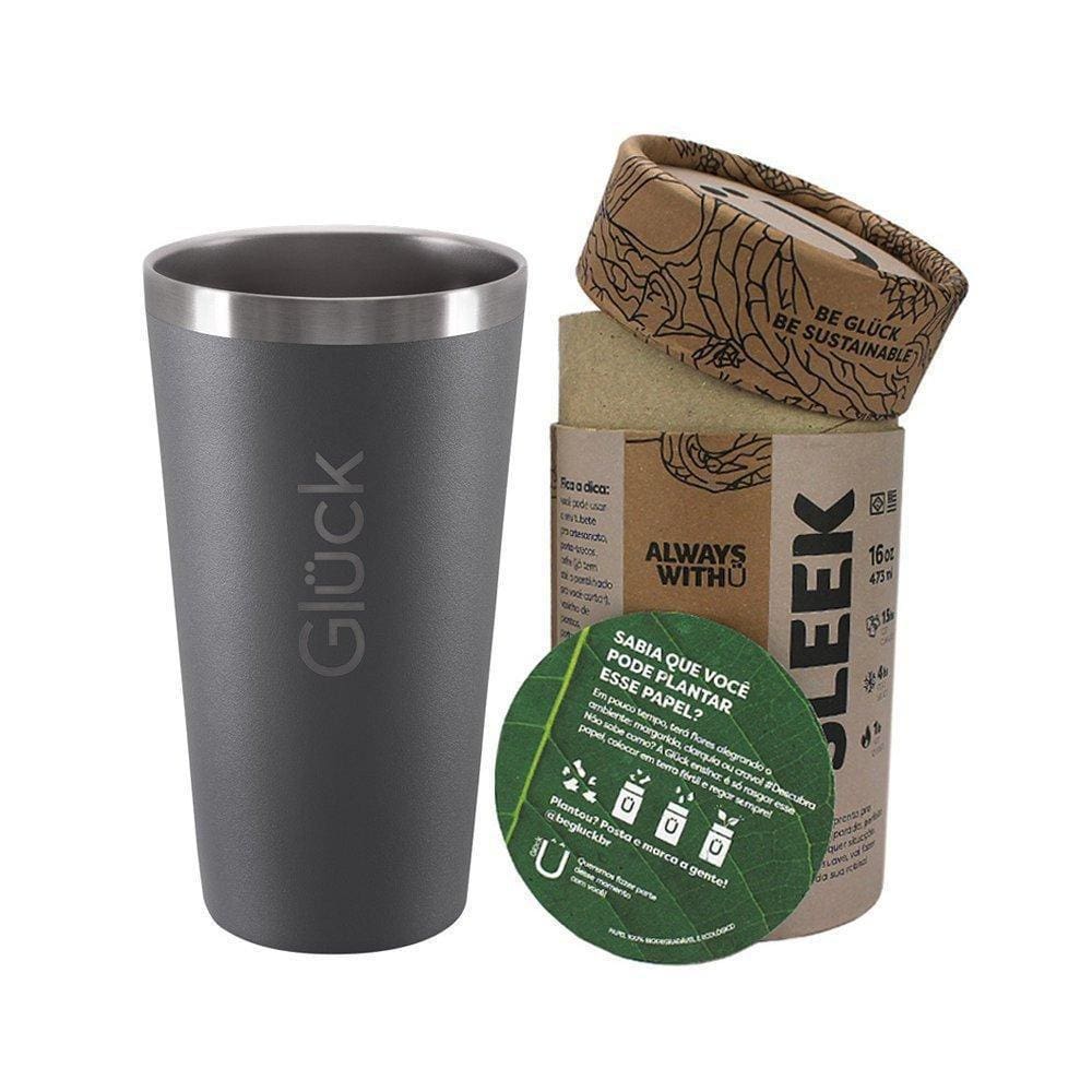 Copo Térmico Gluck Sleek Titanium Em Aço Inox 473Ml Suporta