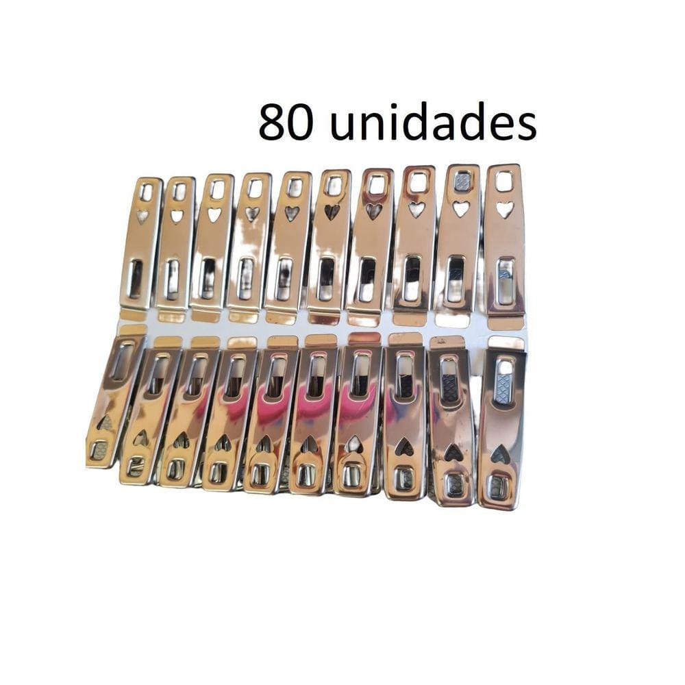 Prendedor Roupa Pregador Varal Aço Inox Reforçado Kit 80Un