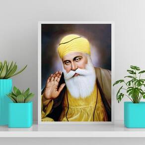 Quadro Decorativo Guru Nanak 45X34Cm - Com Vidro Branca