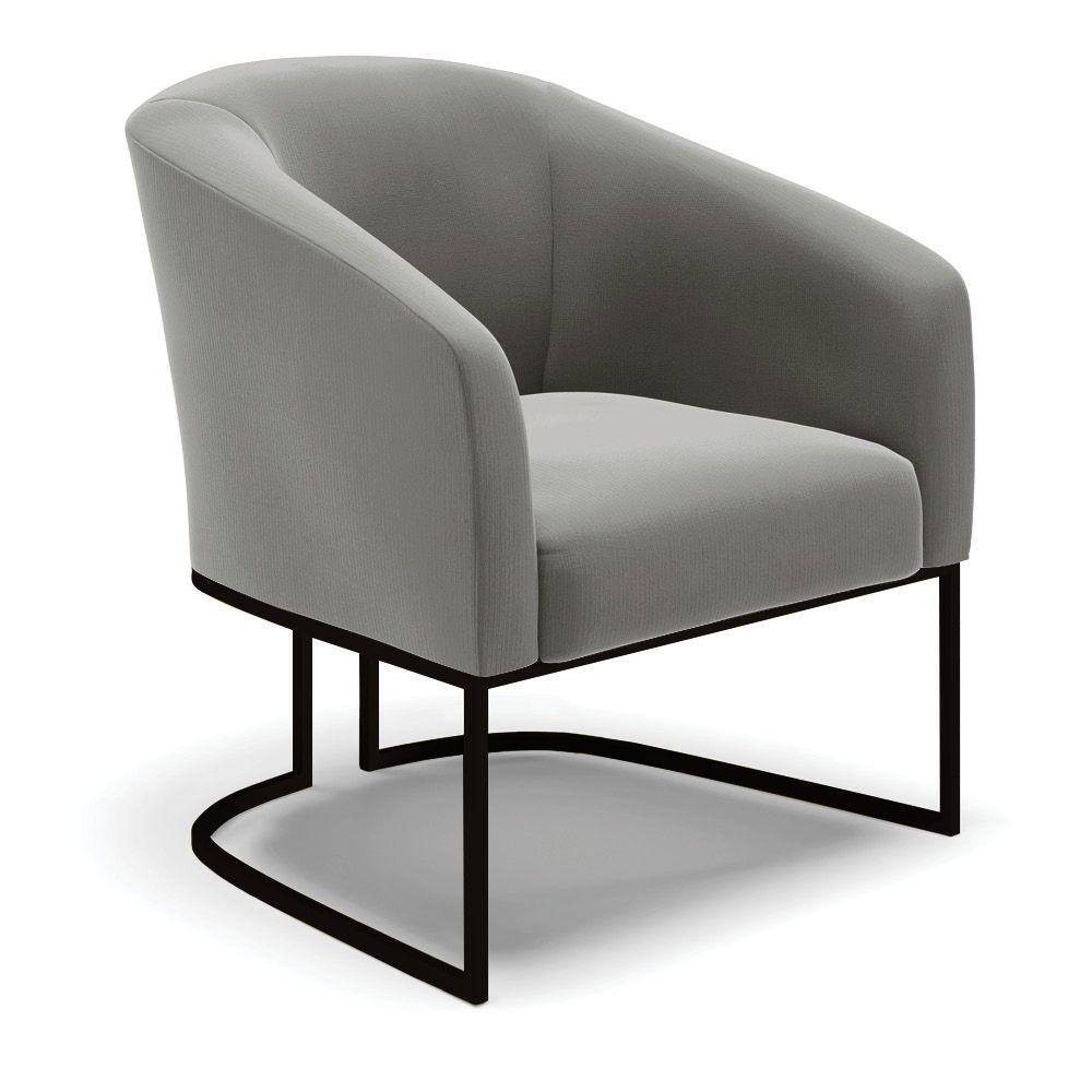 Poltrona Stella Suede Grafite Base Metálica Industrial Preto - D`Rossi
