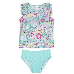 Conjunto Praia Infantil Floral Verde Água Tip Top