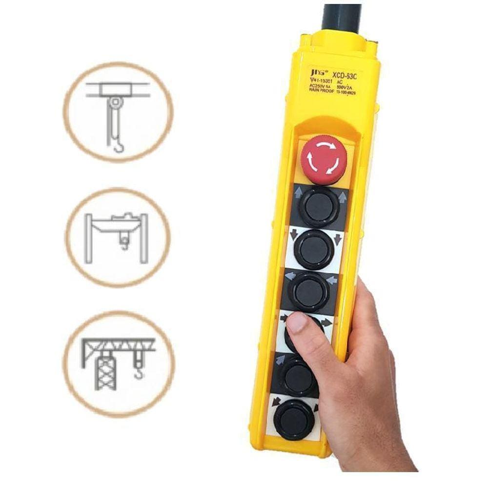Botoeira Pendente 6 Botões + Emergência 5A/250Vca Ip65